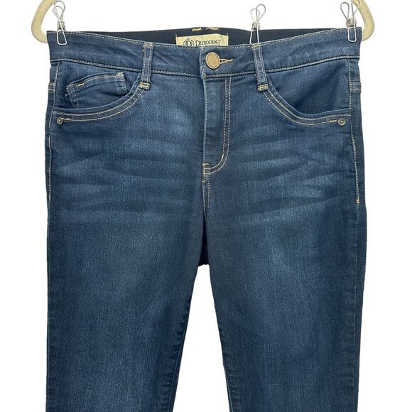 Democracy Ab Technology Distressed Dark Denim Skinny Jeans Womens 4 - Picture 2 of 9